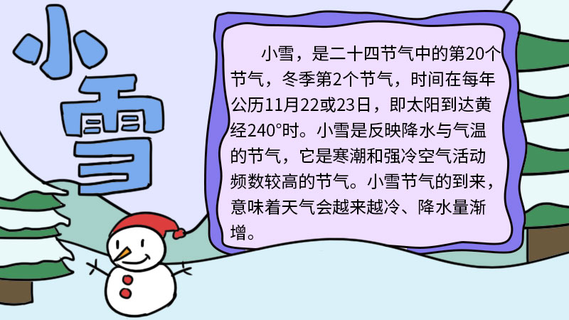 小雪节气手抄报的画法 小雪节气手抄报怎么画