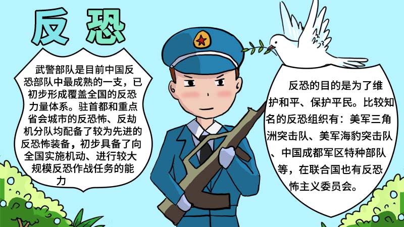 反恐手抄报图片 反恐手抄报的画法