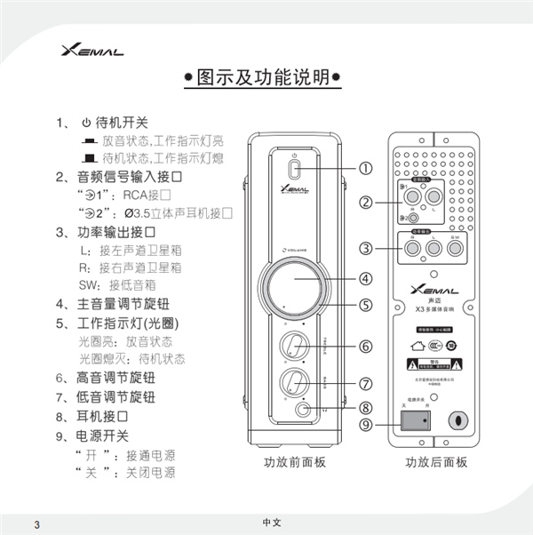 漫步者声迈X3多媒体音响产品使用说明书