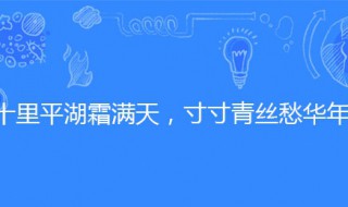 十里平湖霜满天寸寸青丝愁华年什么意思 下一句是什么