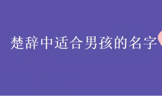 楚辞取名男孩霸气（楚辞取名男孩霸气2022）