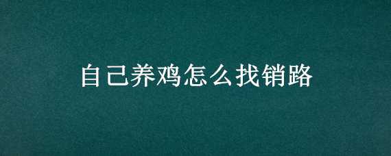 自己养鸡怎么找销路（养鸡怎么找销售渠道）