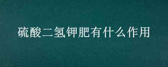 硫酸二氢钾肥有什么作用 硫酸二氢钾肥有什么作用千分之人