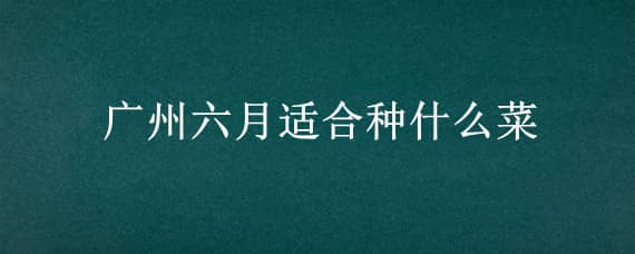 广州六月适合种什么菜 广东6月适合种什么菜