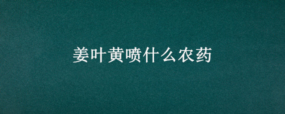 姜叶黄喷什么农药 姜叶黄叶枯病打什么药