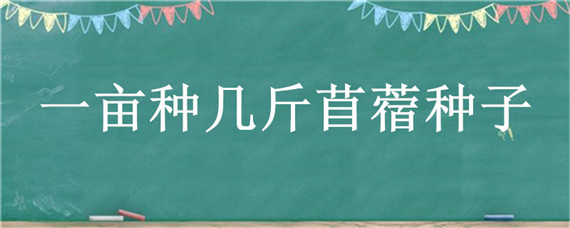 一亩种几斤苜蓿种子 苜蓿一亩种多少斤籽种