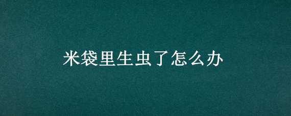 米袋里生虫了怎么办 米袋里生虫了怎么办图片