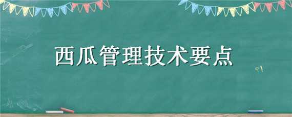 西瓜管理技术要点 西瓜的栽培与管理技术