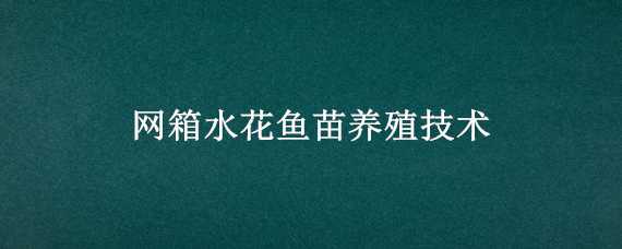 网箱水花鱼苗养殖技术 水花鱼苗网箱培育