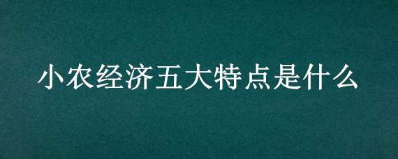 小农经济五大特点是什么（小农经济的五大特点）