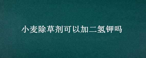 小麦除草剂可以加二氢钾吗 二氢钾能和除草剂混用吗