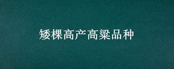 矮棵高产高粱品种 矮棵高产高粱品种图片