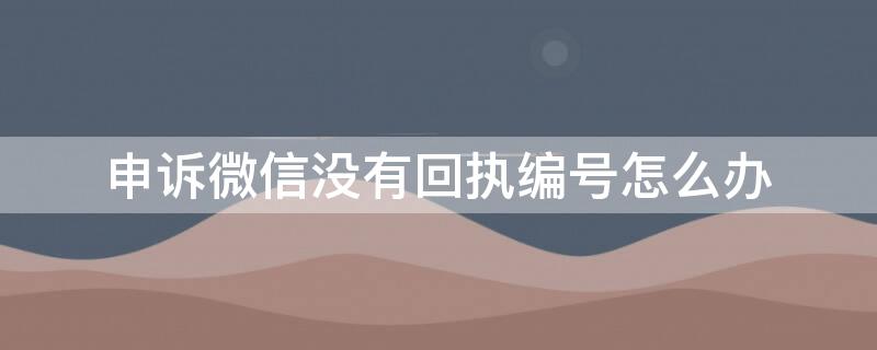 申诉微信没有回执编号怎么办