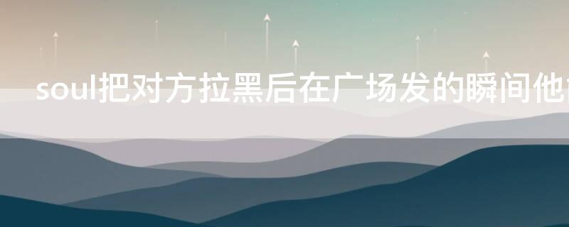 soul把对方拉黑后在广场发的瞬间他能看到吗