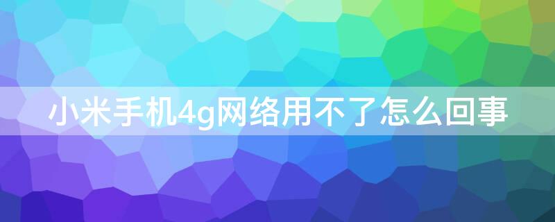 小米手机4g网络用不了怎么回事