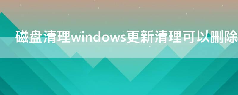 磁盘清理windows更新清理可以删除吗