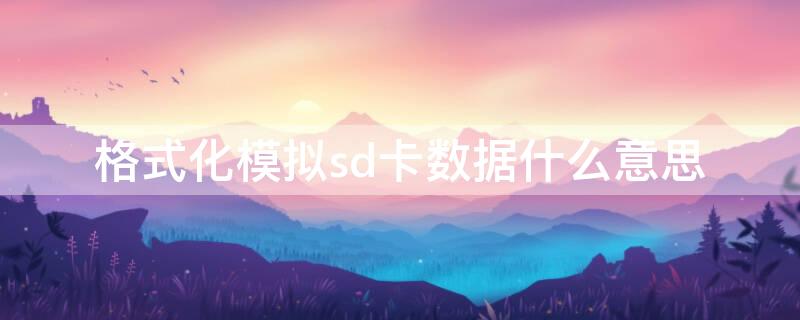 格式化模拟sd卡数据什么意思