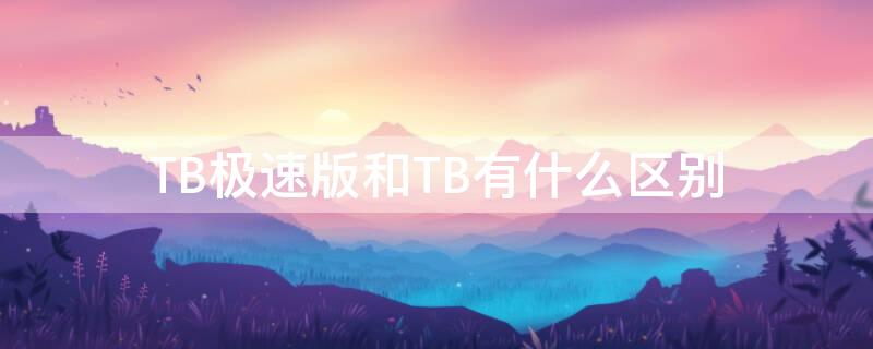 TB极速版和TB有什么区别