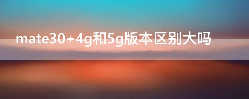 mate30 4g和5g版本区别大吗