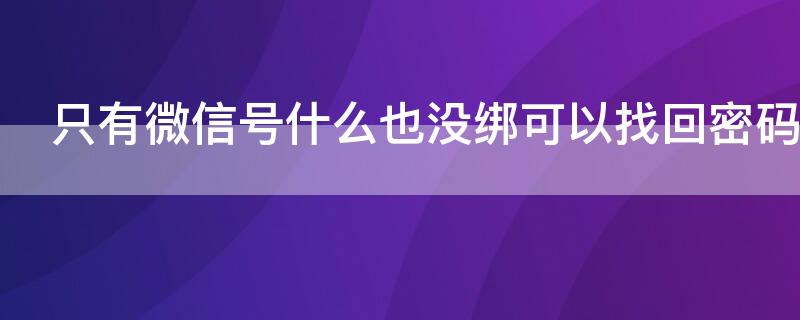 只有微信号什么也没绑可以找回密码吗