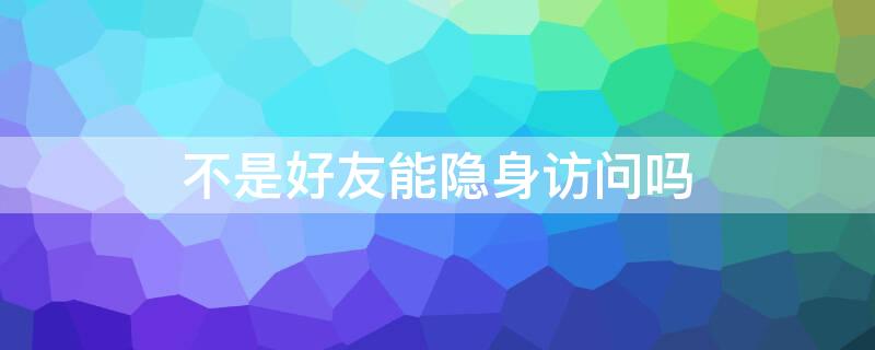 不是好友能隐身访问吗 设置了对其隐身访问好友还可以看见吗?