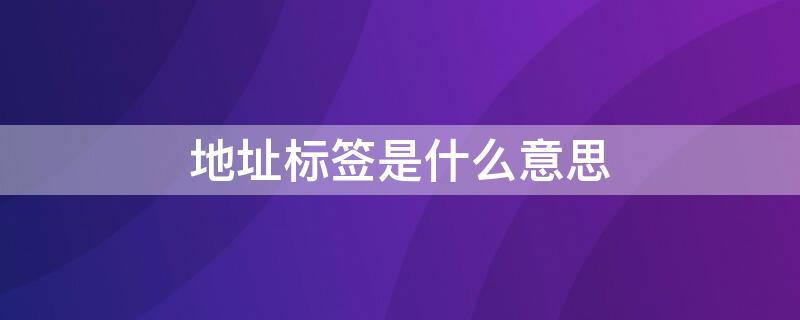 地址标签是什么意思 用于定义地址的标签是什么