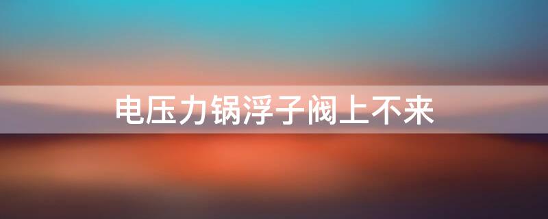 电压力锅浮子阀上不来（电压力锅浮子阀上不来可以开锅盖吗）