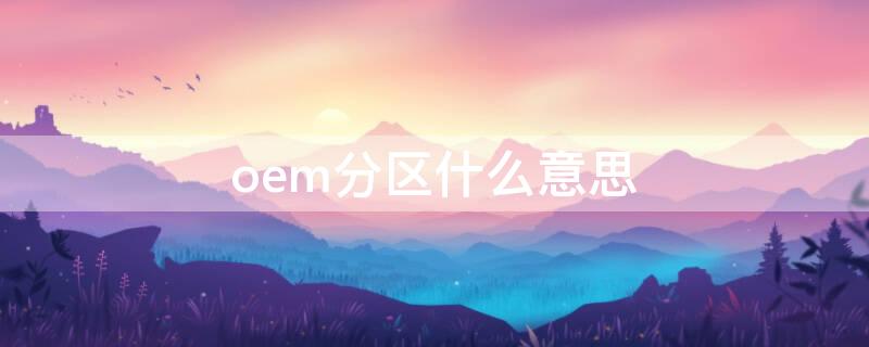 oem分区什么意思（硬盘分区oem是什么意思）