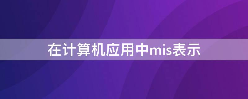 在计算机应用中mis表示（计算机应用中mis是什么意思）