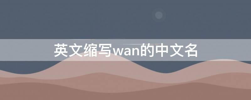 英文缩写wan的中文名（英文缩写wan的中文名是）