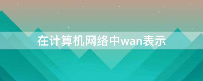 在计算机网络中wan表示 在计算机网络中wan表示什么