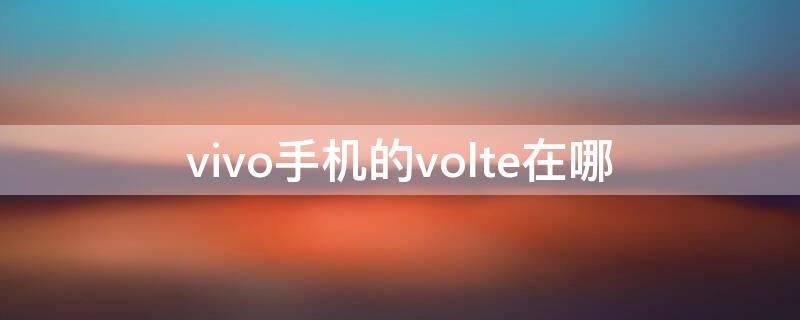 vivo手机的volte在哪（vivo手机的volte在哪里）