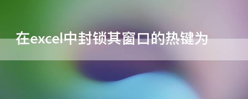 在excel中封锁其窗口的热键为 在excel中封锁其窗口的热键为哪一个