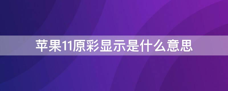 iPhone11原彩显示是什么意思 苹果11手机原彩显示是什么意思