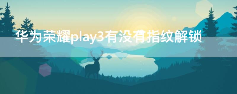 华为荣耀play3有没有指纹解锁（华为荣耀play3为什么没有指纹解锁）