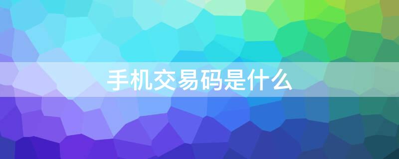 手机交易码是什么（手机银行手机交易码是什么）