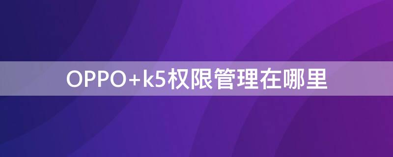 OPPO k5权限管理在哪里