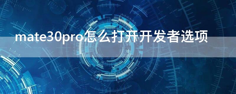 mate30pro怎么打开开发者选项 华为mate30pro开发者模式怎么打开