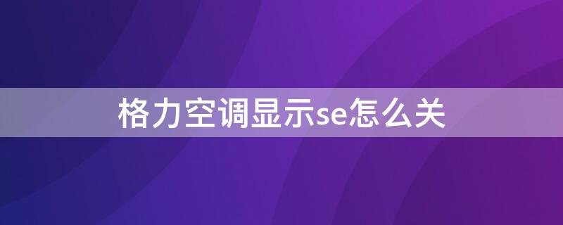 格力空调显示se怎么关（格力空调显示se怎么关闭）