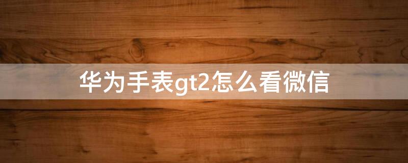 华为手表gt2怎么看微信（华为手表gt2怎么看微信语音）