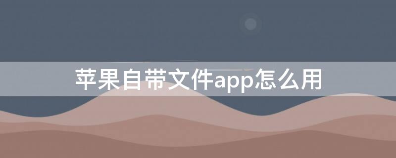 iPhone自带文件app怎么用（iphone文件app有用吗）