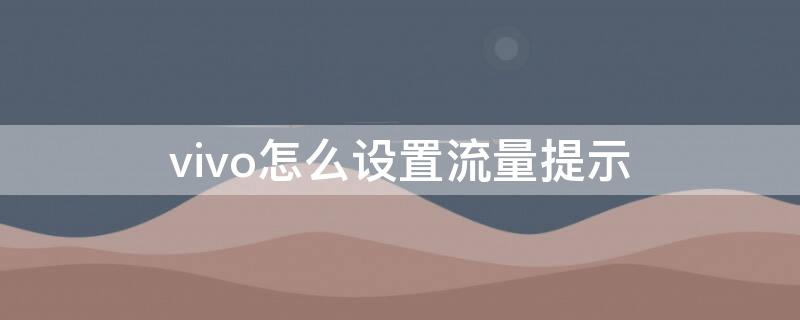 vivo怎么设置流量提示（vivo手机流量显示设置）