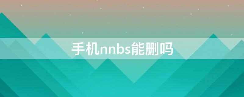 手机nnbs能删吗