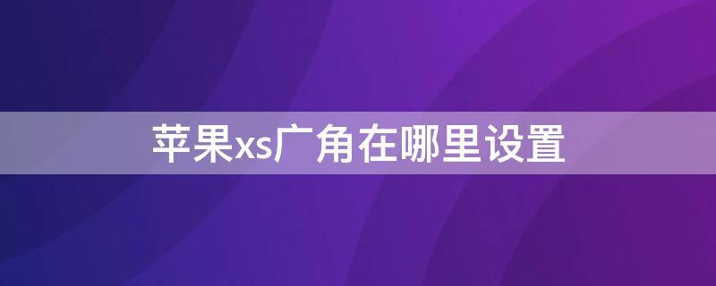 iPhonexs广角在哪里设置（苹果xs广角在哪里设置）