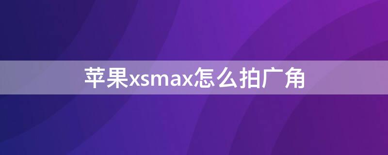 iPhonexsmax怎么拍广角 iphonexsmax相机有广角吗