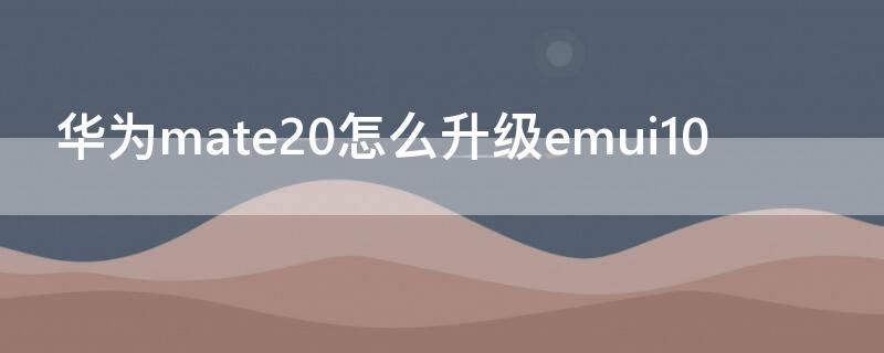 华为mate20怎么升级emui10（华为mate20怎么升级emui9.1）