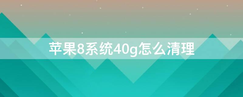 iPhone8系统40g怎么清理 苹果8怎么清理系统所占内存