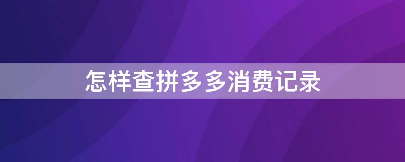 怎样查拼多多消费记录（怎样查拼多多消费记录呢）