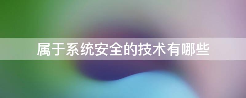 属于系统安全的技术有哪些（系统安全的技术包括）