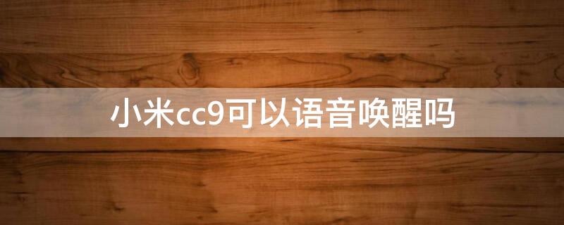 小米cc9可以语音唤醒吗（小米cc9可以语音唤醒吗怎么设置）